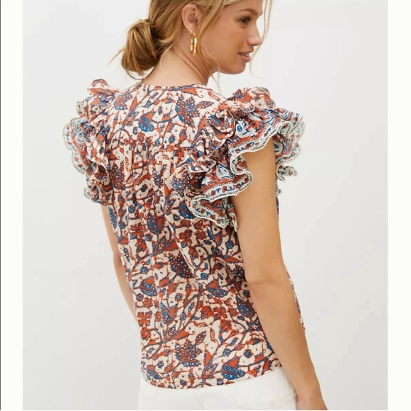 Love the Label Anthropologie Mabel Vineyard Ruffle Top Peasant Blouse - Picture 2 of 14